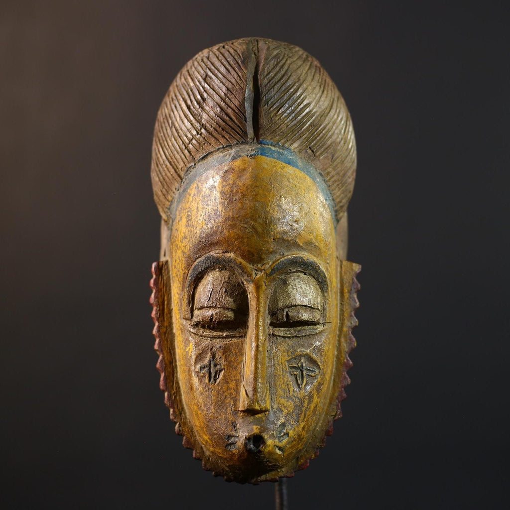 African Mask | Hand Carved Guro | Baule Wall Hanging Art | Collector's Item | Unique Decor-G5186