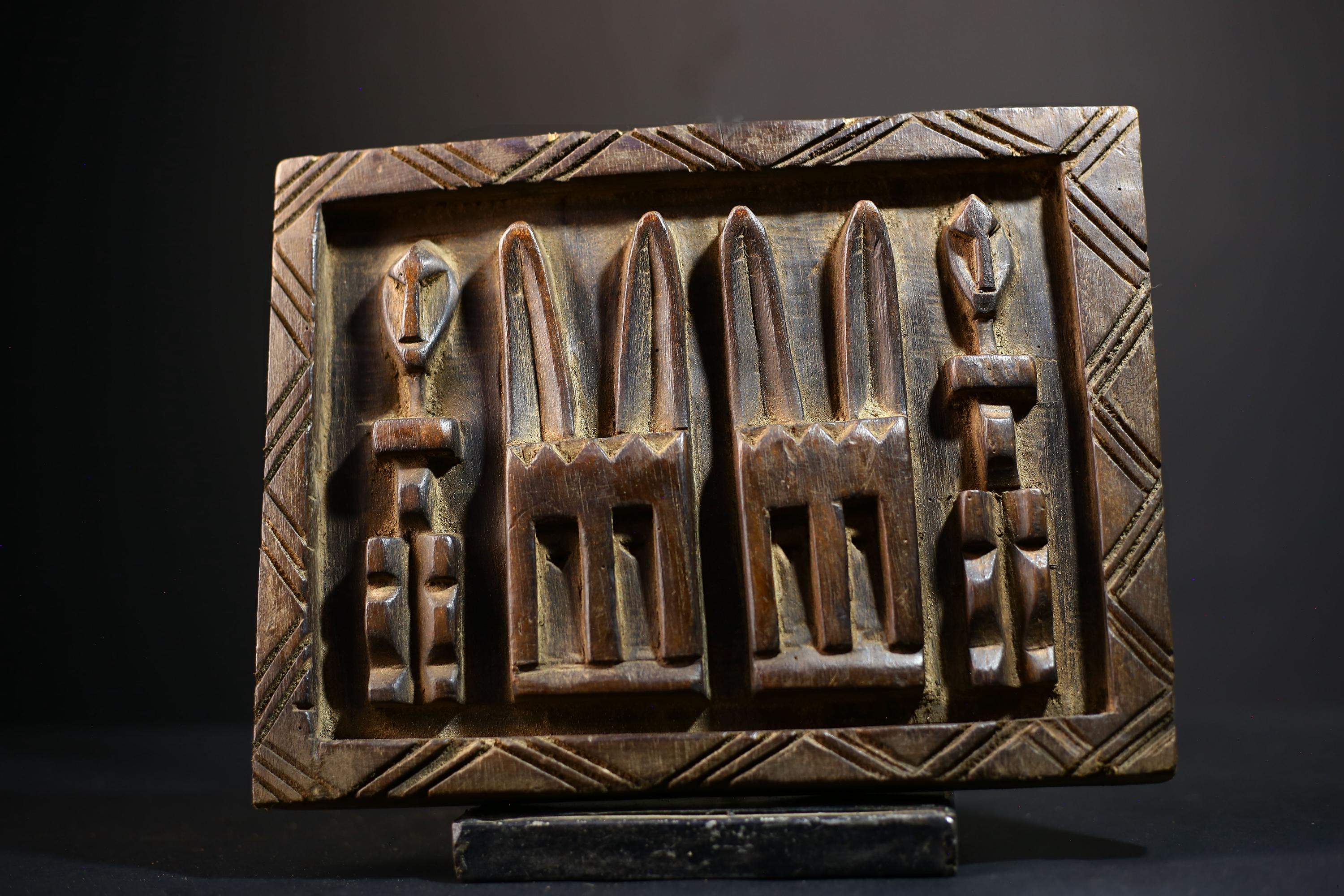 African Granary Door Art | Unique Wooden Decor with Rabbits | Tribal Home Accent | Handcrafted Ethnic Art-G5200