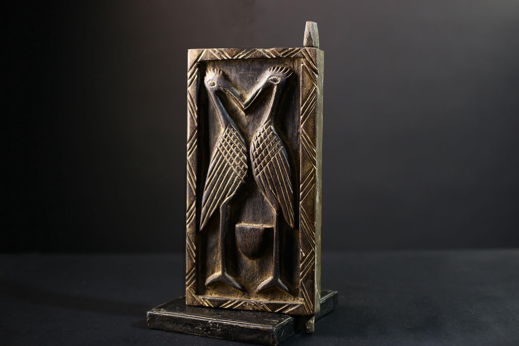 African Granary Door | Unique Two Birds Wooden Wall Art | Antique Decor | Handcrafted Home Accent-G5197
