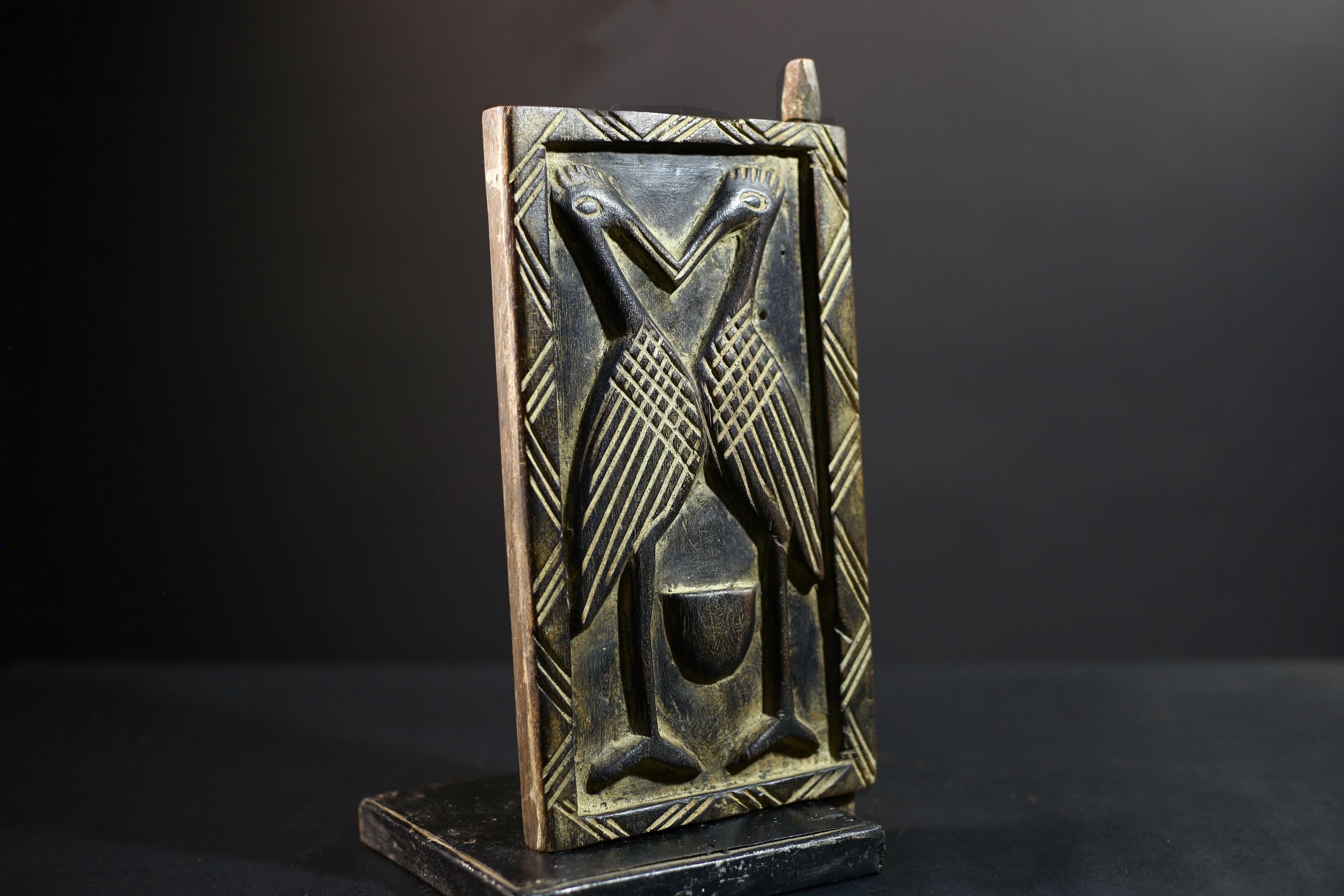 African Granary Door | Unique Two Birds Wooden Wall Art | Antique Decor | Handcrafted Home Accent-G5197