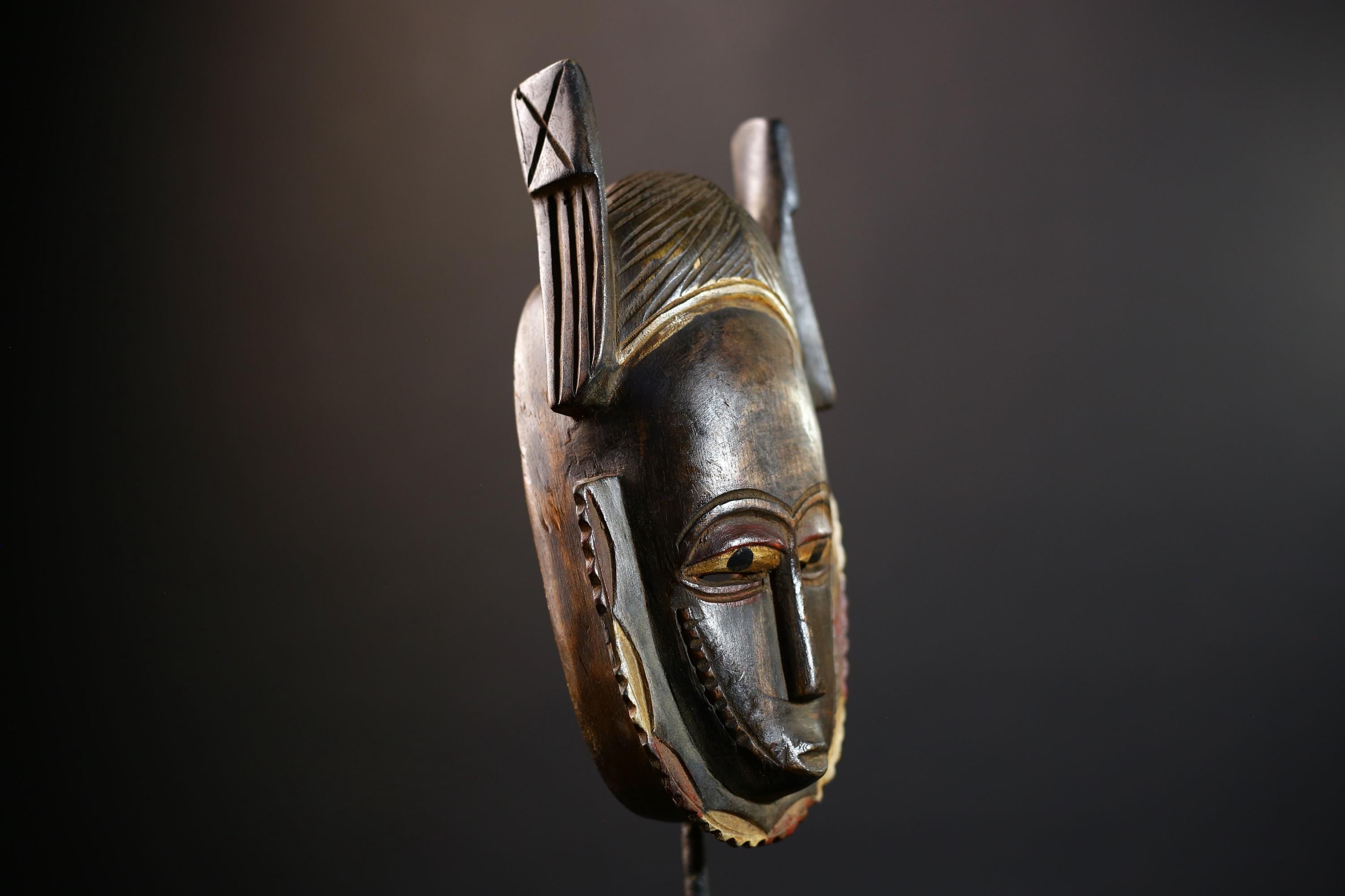 African Vintage | Hand Carved Mask | Baule Tribal Wooden Wall Art | Unique Home Decor | Ethnic Accent Piece-G5201