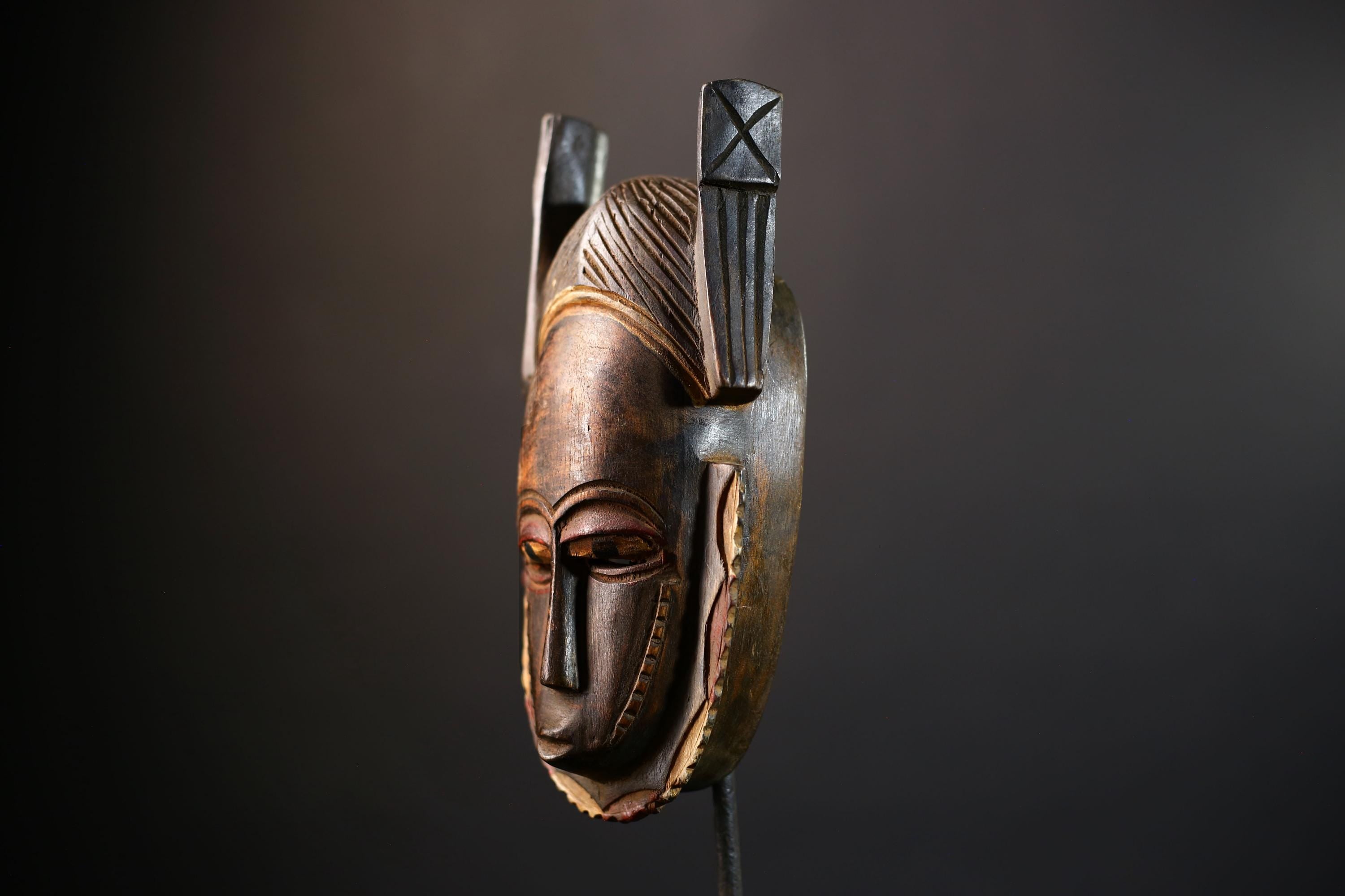 African Vintage | Hand Carved Mask | Baule Tribal Wooden Wall Art | Unique Home Decor | Ethnic Accent Piece-G5201