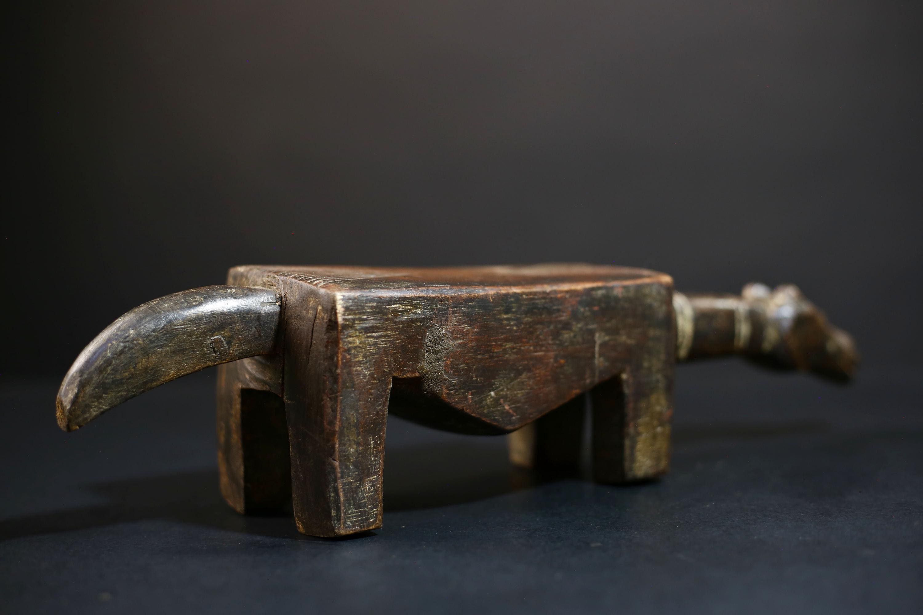 African Crafted Stool | Tribal Art Wood Seat | Unique Handmade Decor | Bohemian Style | Rustic Home Accent | Ethnic Furniture-G5211