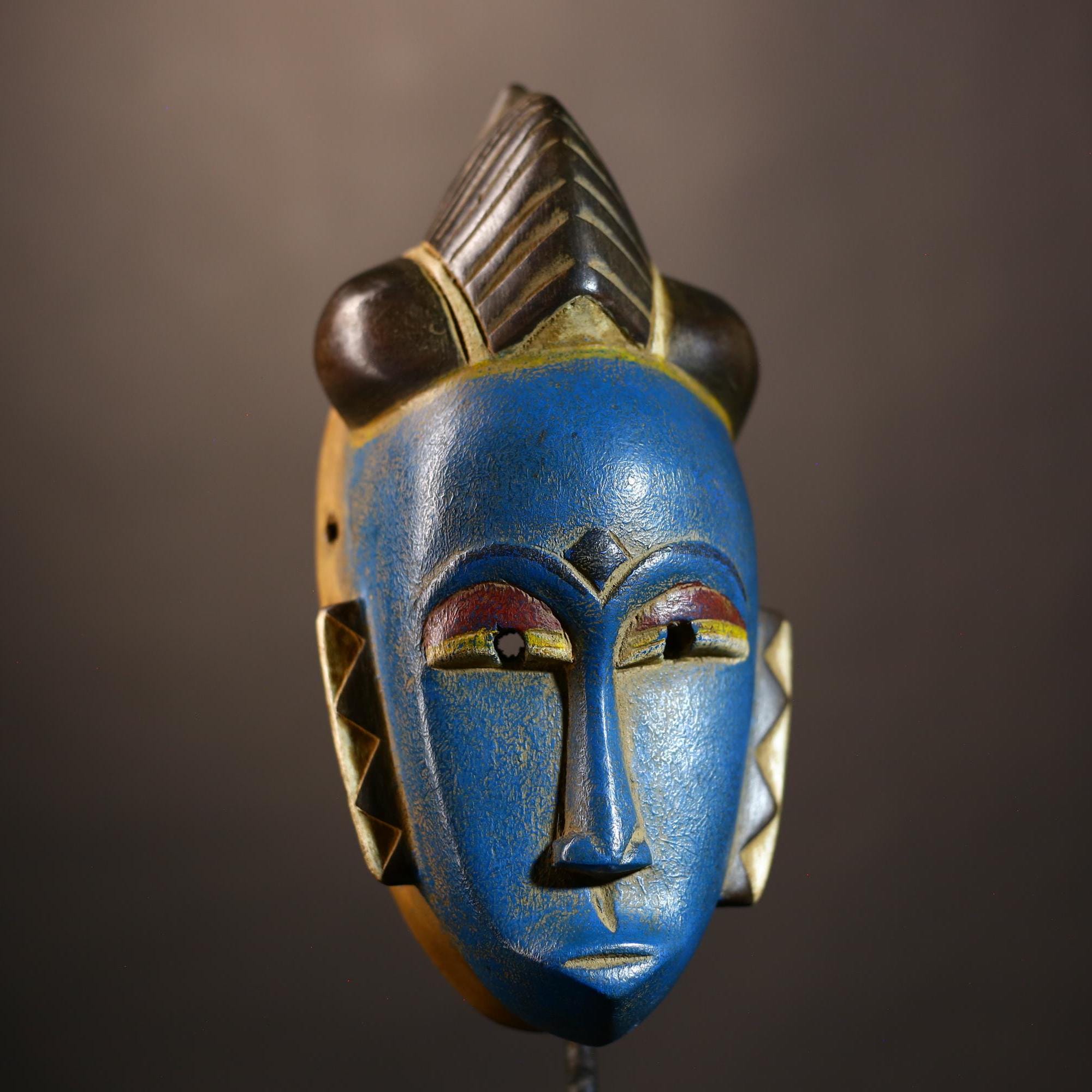 African Baule Mask | Traditional Hand Carved Wood | Tribal Wall Art Decor | Unique Home Accent | Cultural Heritage Piece -G5125