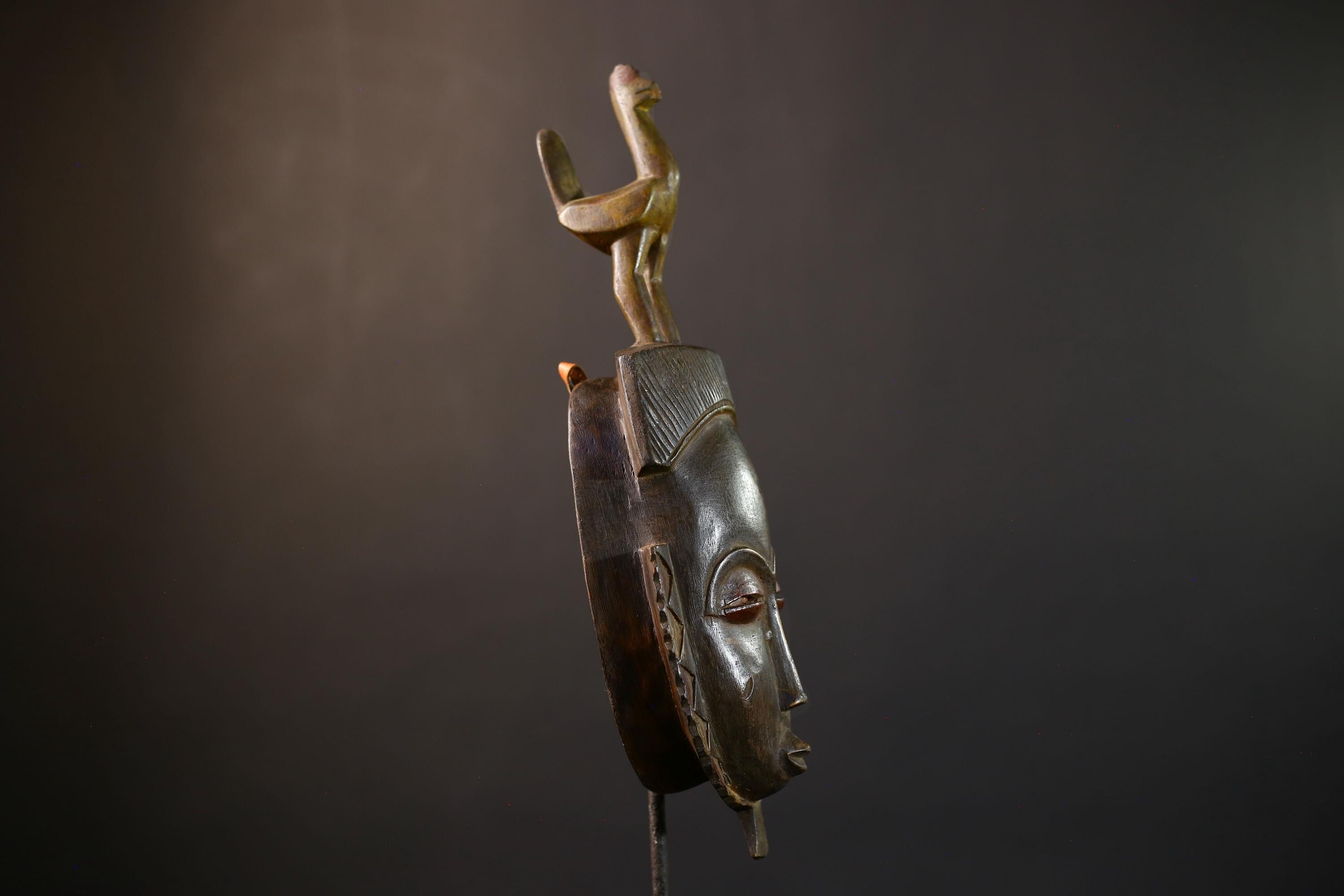 African Guro Mask | Authentic Handcrafted | Wooden Tribal Wall Art | Unique Cultural Decor | Home Accent Piece-G5214