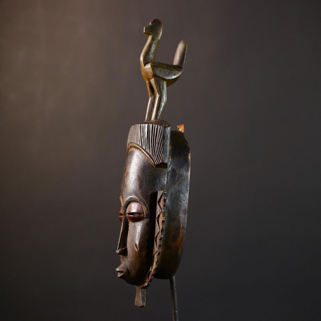 African Guro Mask | Authentic Handcrafted | Wooden Tribal Wall Art | Unique Cultural Decor | Home Accent Piece-G5214