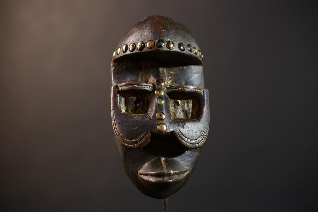 African Dan Zapkei Mask | Authentic Tribal Art | Cultural Wall Decor | Unique Home Accent | Handcrafted Face Sculpture | Brown Tones-G5225