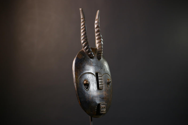 African Wood Mask | Hand Carved Baule | Unique Tribal Wall Decor | Accent Piece | Authentic Art | Ethnic Home Decor-  G5233