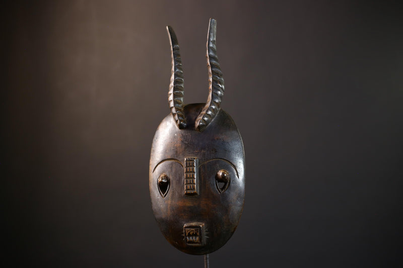African Wood Mask | Hand Carved Baule | Unique Tribal Wall Decor | Accent Piece | Authentic Art | Ethnic Home Decor-  G5233