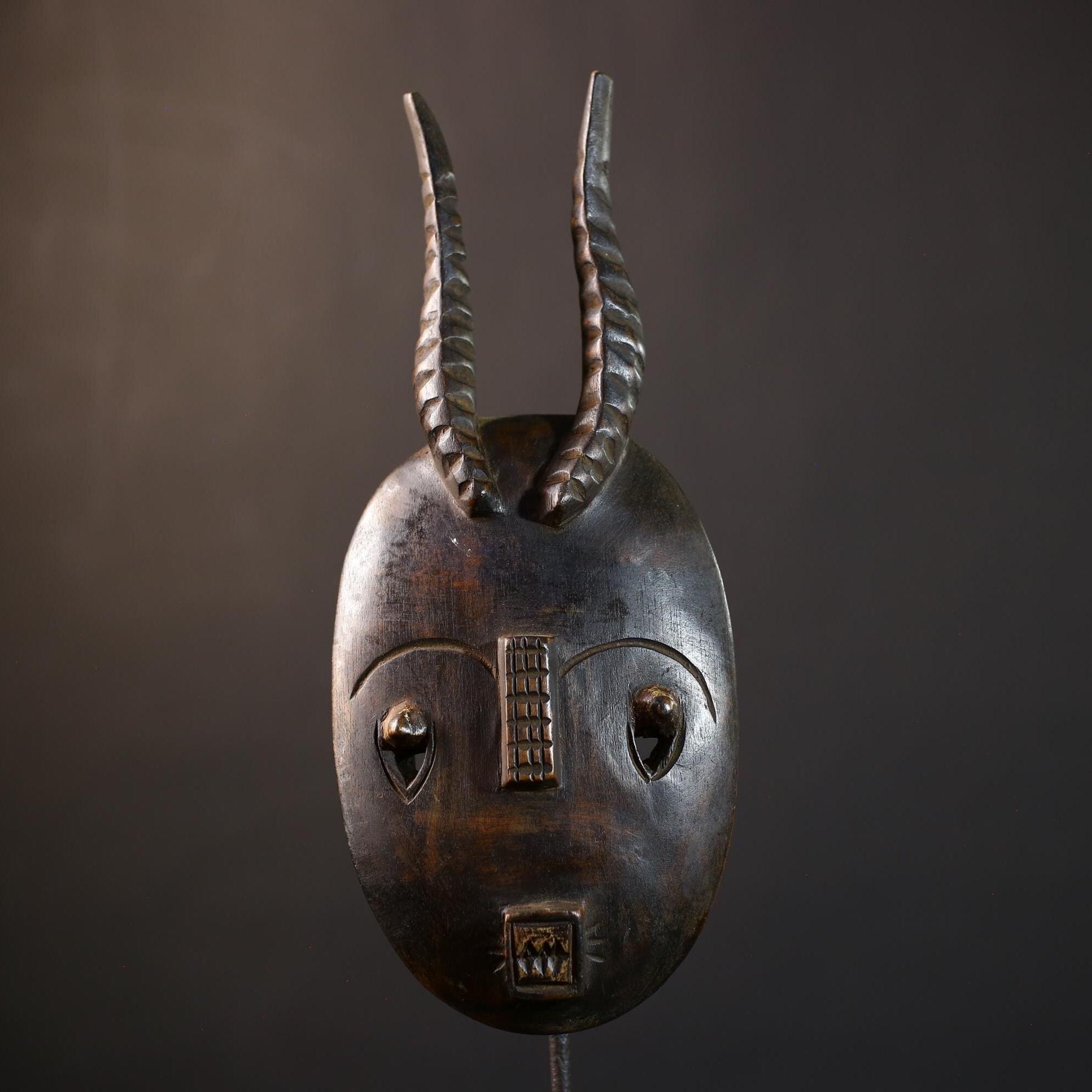 African Wood Mask | Hand Carved Baule | Unique Tribal Wall Decor | Accent Piece | Authentic Art | Ethnic Home Decor-  G5233