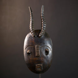 African Wood Mask | Hand Carved Baule | Unique Tribal Wall Decor | Accent Piece | Authentic Art | Ethnic Home Decor-  G5233