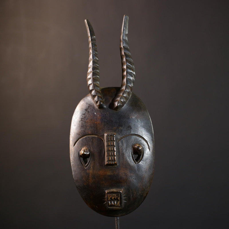African Wood Mask | Hand Carved Baule | Unique Tribal Wall Decor | Accent Piece | Authentic Art | Ethnic Home Decor-  G5233