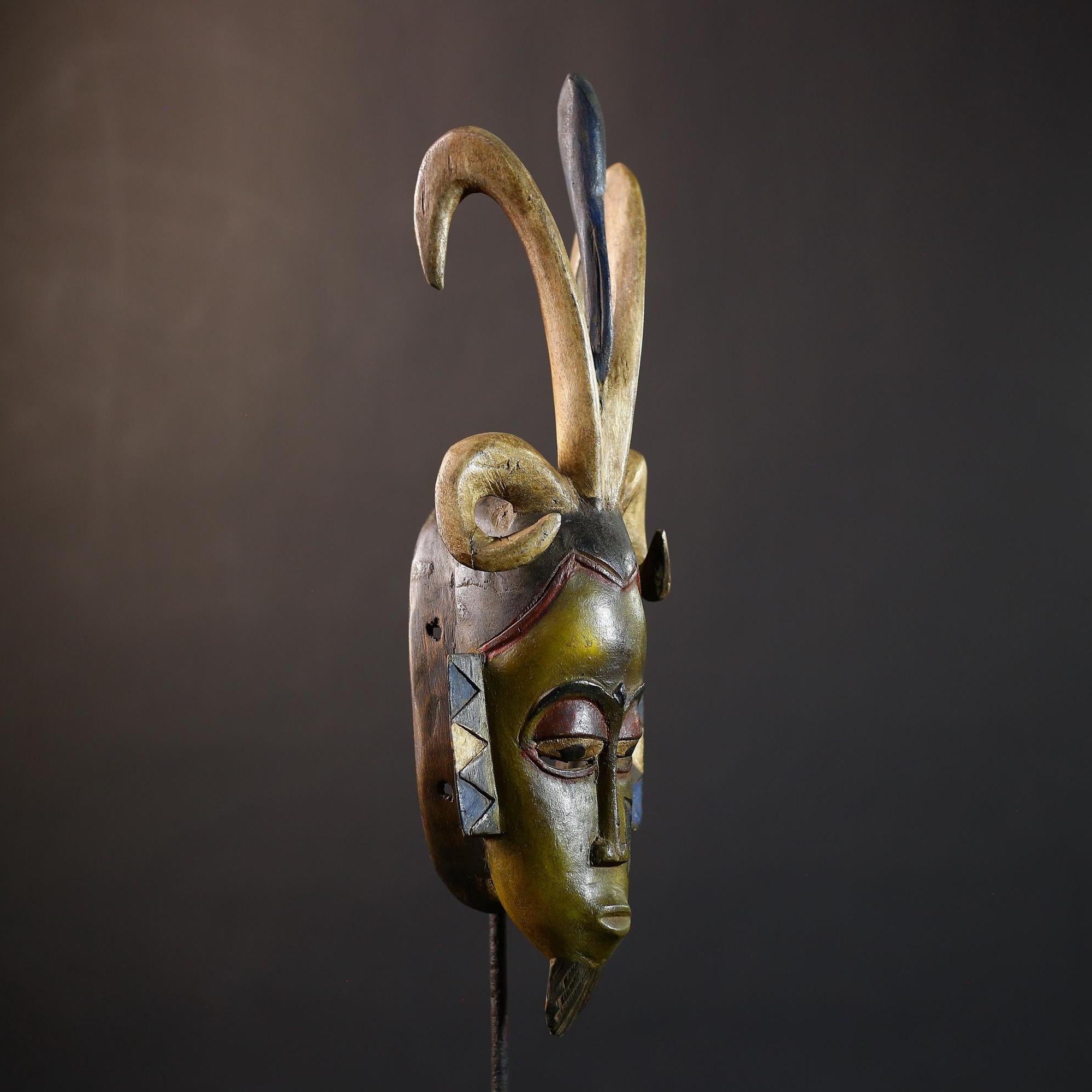African Guro Mask | Authentic Handcrafted | Wooden Tribal Wall Art | Unique Decor Accent | Ethnic Design | Artistic Heritage-G5232