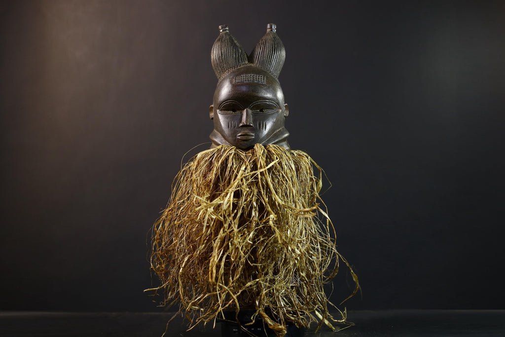 African Mende Mask | Colorful Tribal Decor | Unique Home Accent | Ethnic Art | Vibrant Wall Sculpture | Artisan Craft-G5230