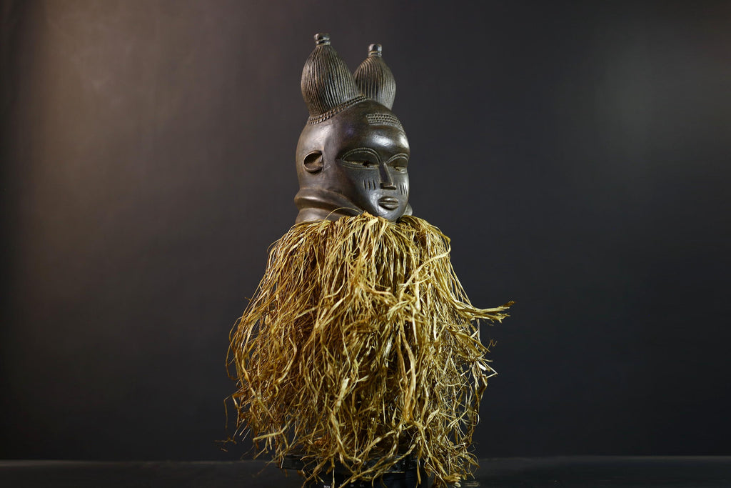 African Mende Mask | Colorful Tribal Decor | Unique Home Accent | Ethnic Art | Vibrant Wall Sculpture | Artisan Craft-G5230