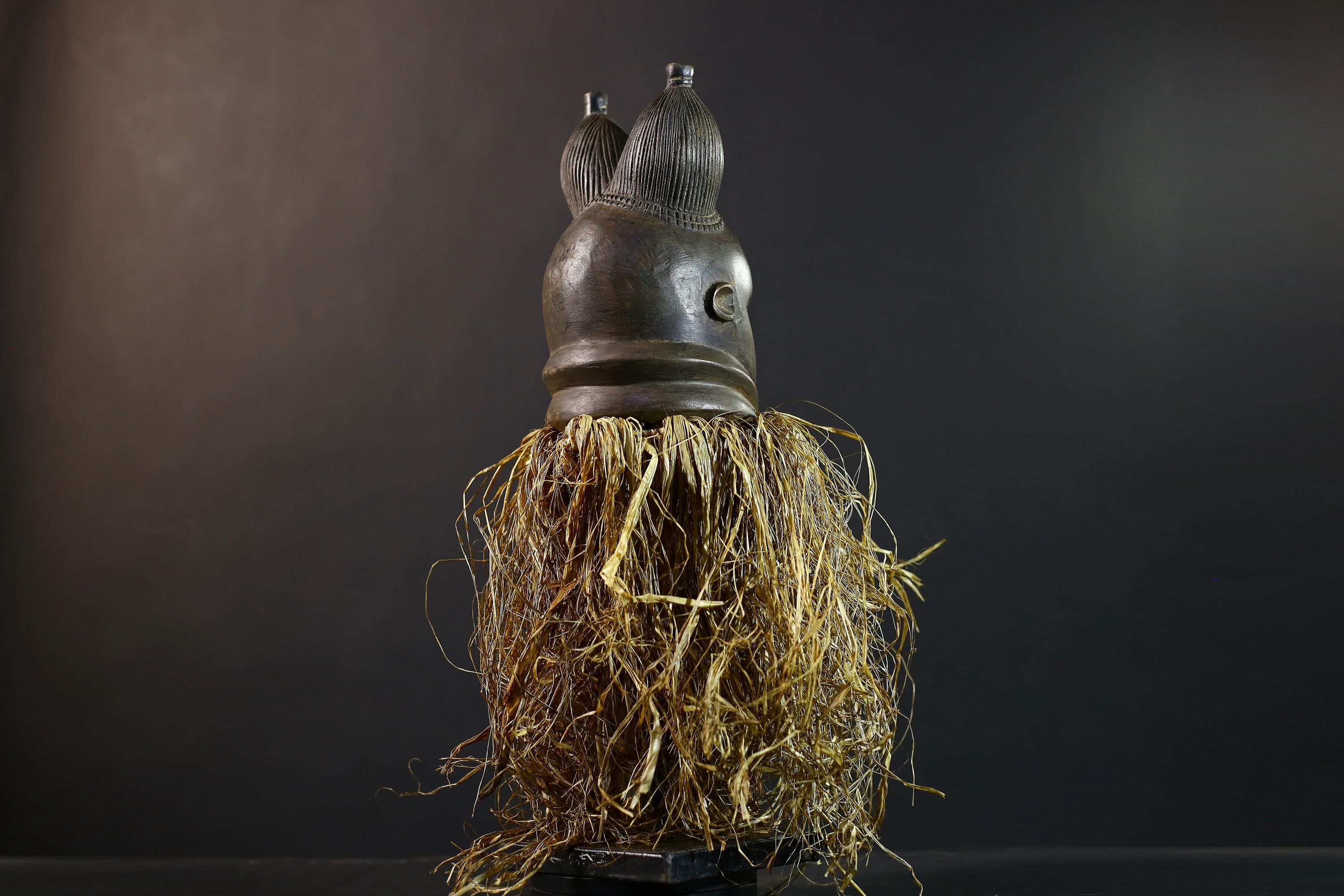 African Mende Mask | Colorful Tribal Decor | Unique Home Accent | Ethnic Art | Vibrant Wall Sculpture | Artisan Craft-G5230