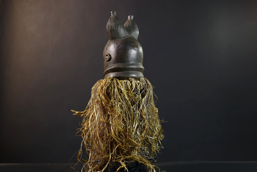 African Mende Mask | Colorful Tribal Decor | Unique Home Accent | Ethnic Art | Vibrant Wall Sculpture | Artisan Craft-G5230