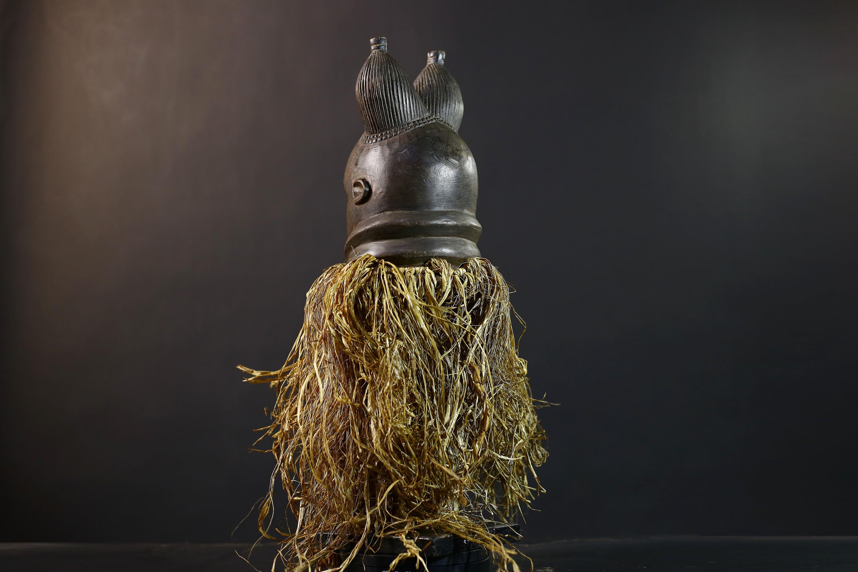 African Mende Mask | Colorful Tribal Decor | Unique Home Accent | Ethnic Art | Vibrant Wall Sculpture | Artisan Craft-G5230