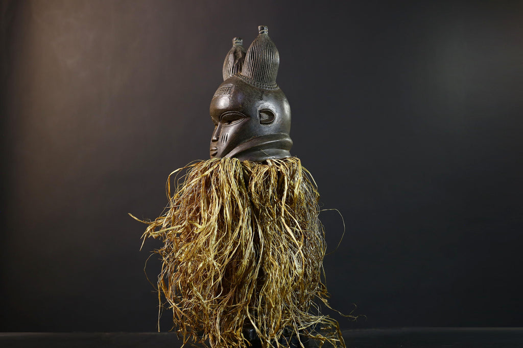 African Mende Mask | Colorful Tribal Decor | Unique Home Accent | Ethnic Art | Vibrant Wall Sculpture | Artisan Craft-G5230