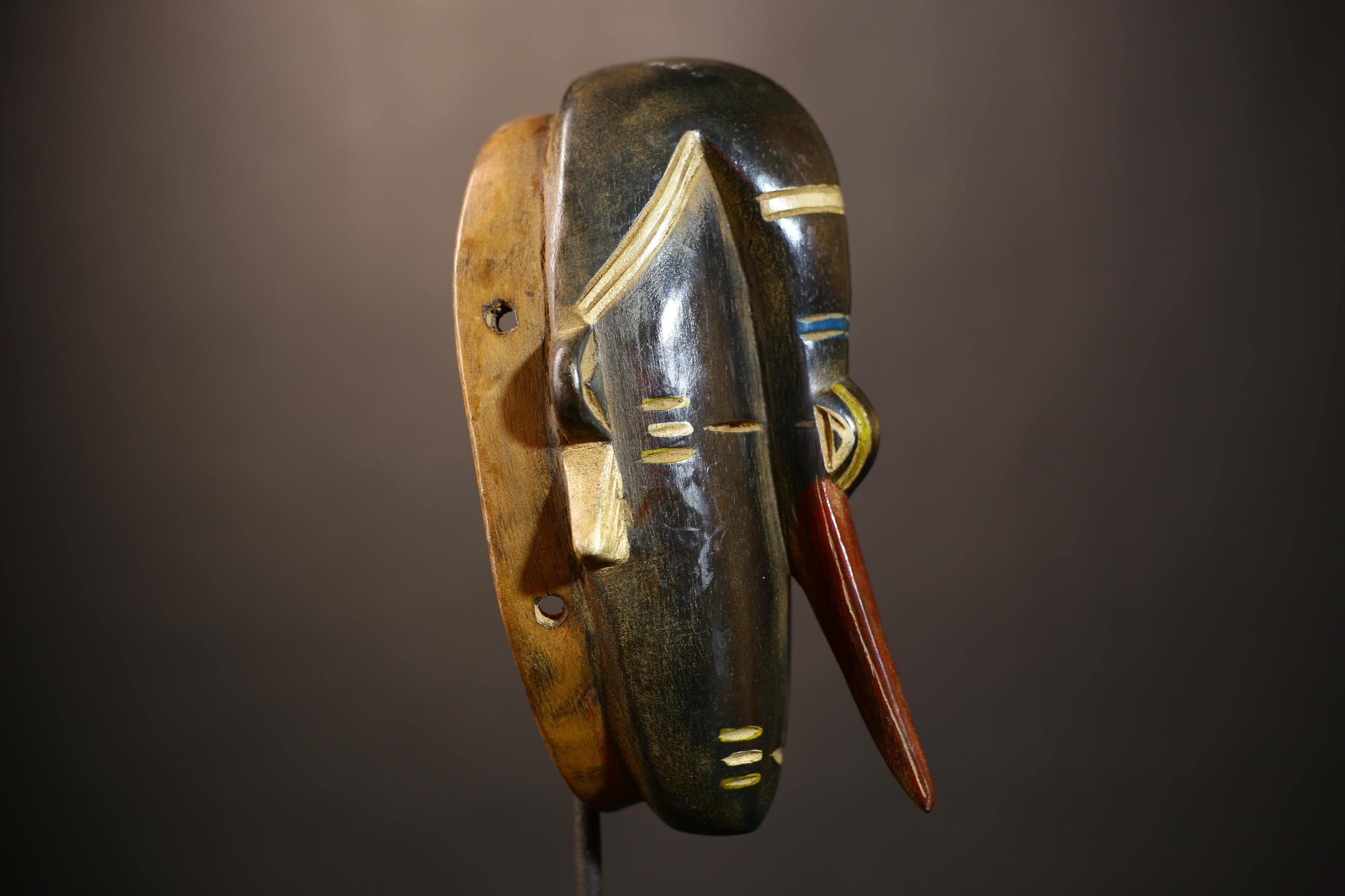 African Vintage Guro Mask | Carved Wood Elephant Art | Tribal Collectible | Unique Home Decor | Ethnic Wall Sculpture-G5135