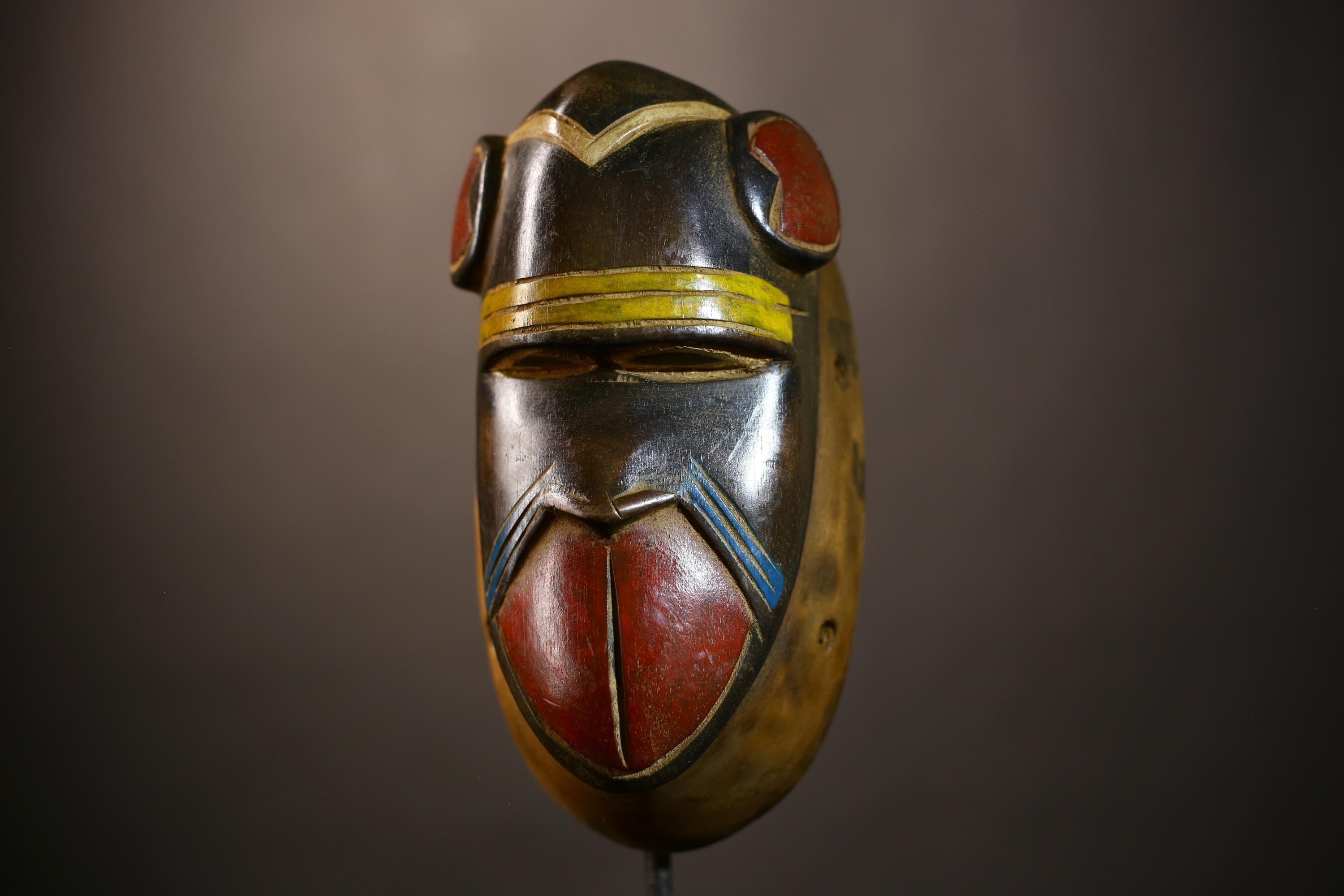 African Vintage Baule Mask | Unique Tribal Monkey Wall Decor | Art Accent | Ethnic Home Decor | Artisan Craftsmanship Piece-G5132