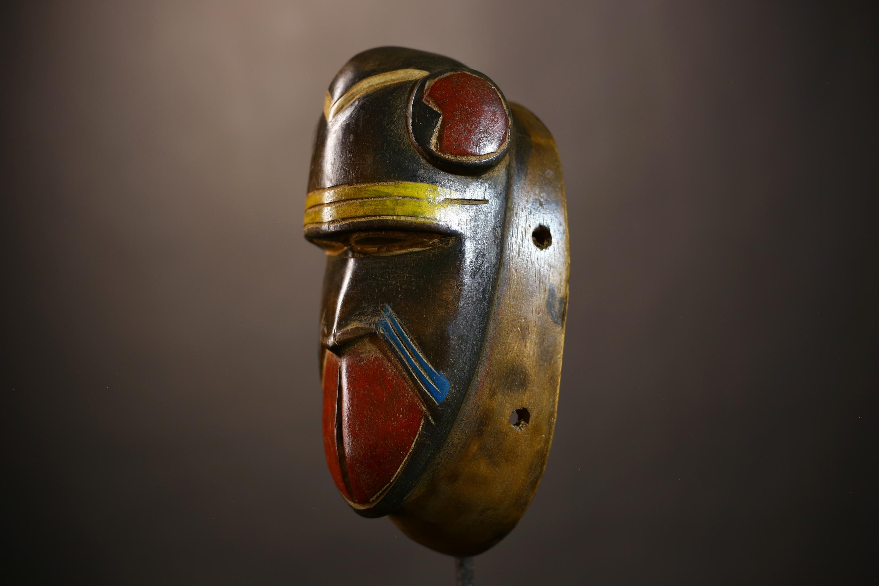 African Vintage Baule Mask | Unique Tribal Monkey Wall Decor | Art Accent | Ethnic Home Decor | Artisan Craftsmanship Piece-G5132