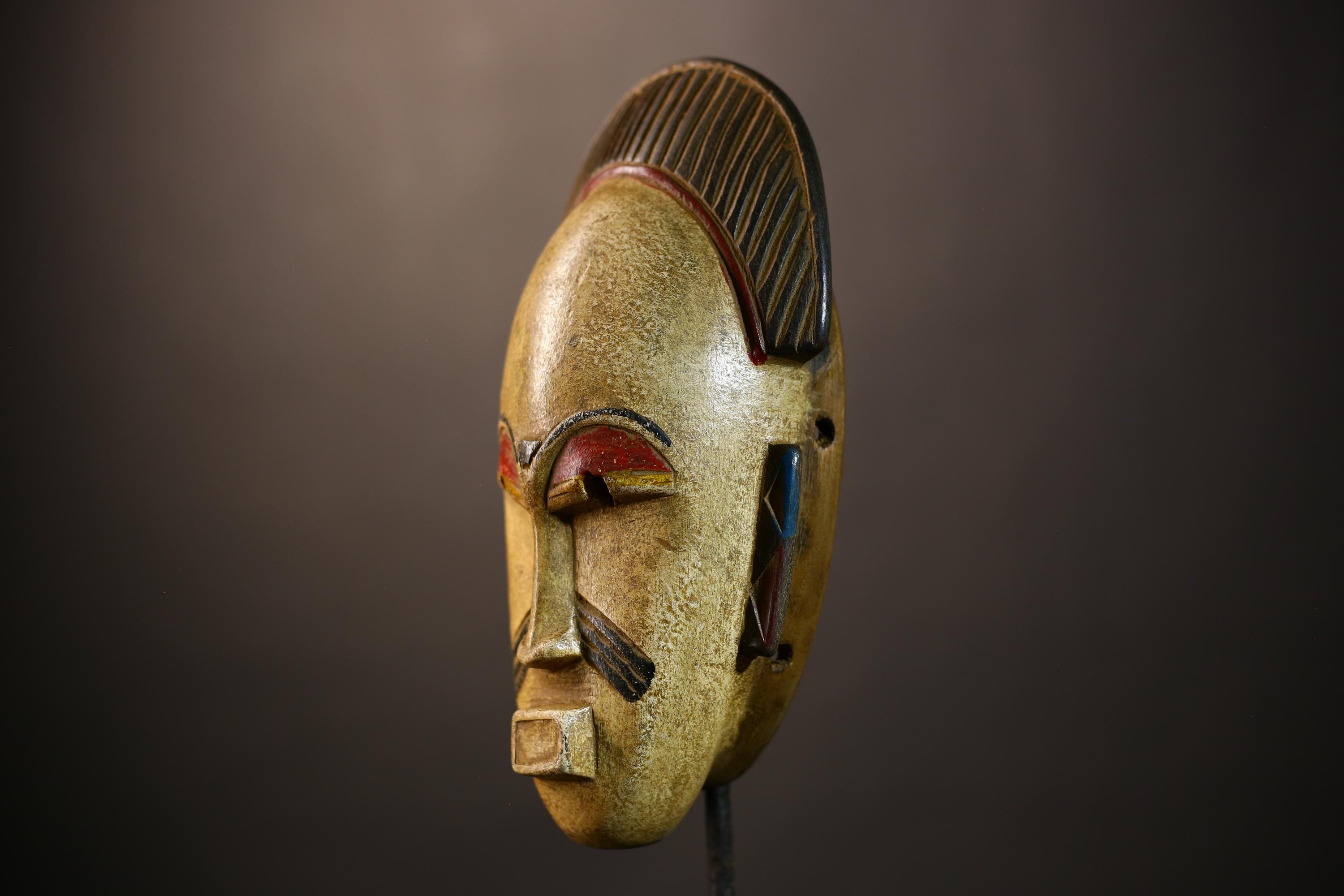 African Vintage Baule Mask | Hand-Carved Wood | Tribal Wall Art | Unique Home Accent | Artisan Decorative Piece-G5131