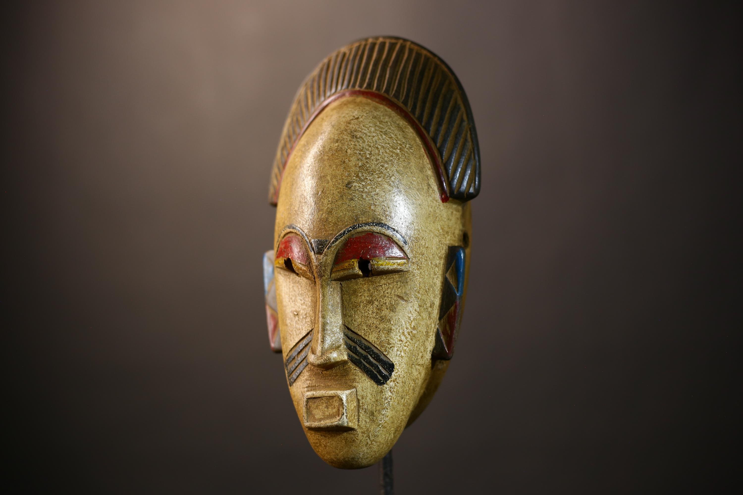 African Vintage Baule Mask | Hand-Carved Wood | Tribal Wall Art | Unique Home Accent | Artisan Decorative Piece-G5131