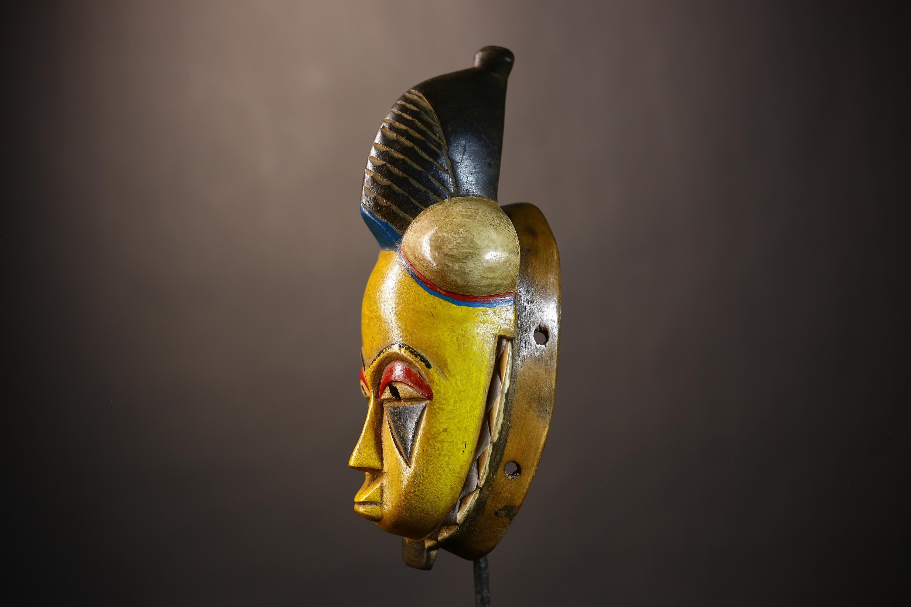 African Vintage Baule Mask | Hand-Carved Wood | Tribal Wall Art | Home Accent | Unique Decorative Piece | Cultural Heritage -G5130