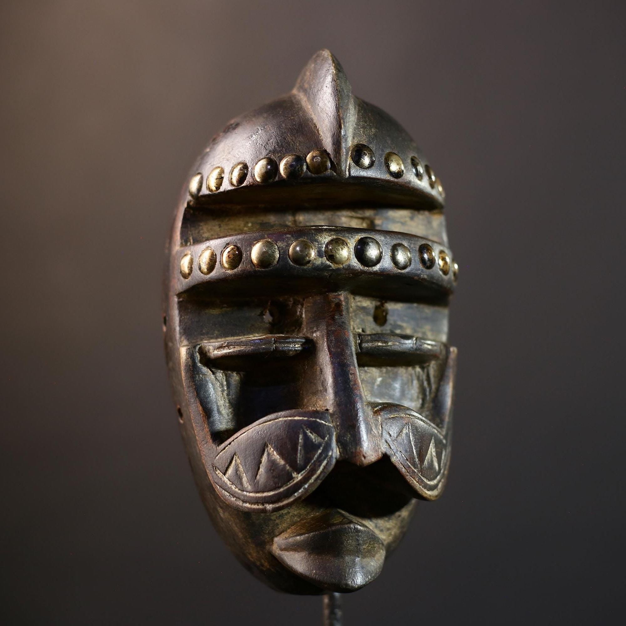 African | Antique Wood Mask | Dan Kran Collectible | Brown Wall Decor | Liberia Art | Cultural Heritage | Unique Home Accent