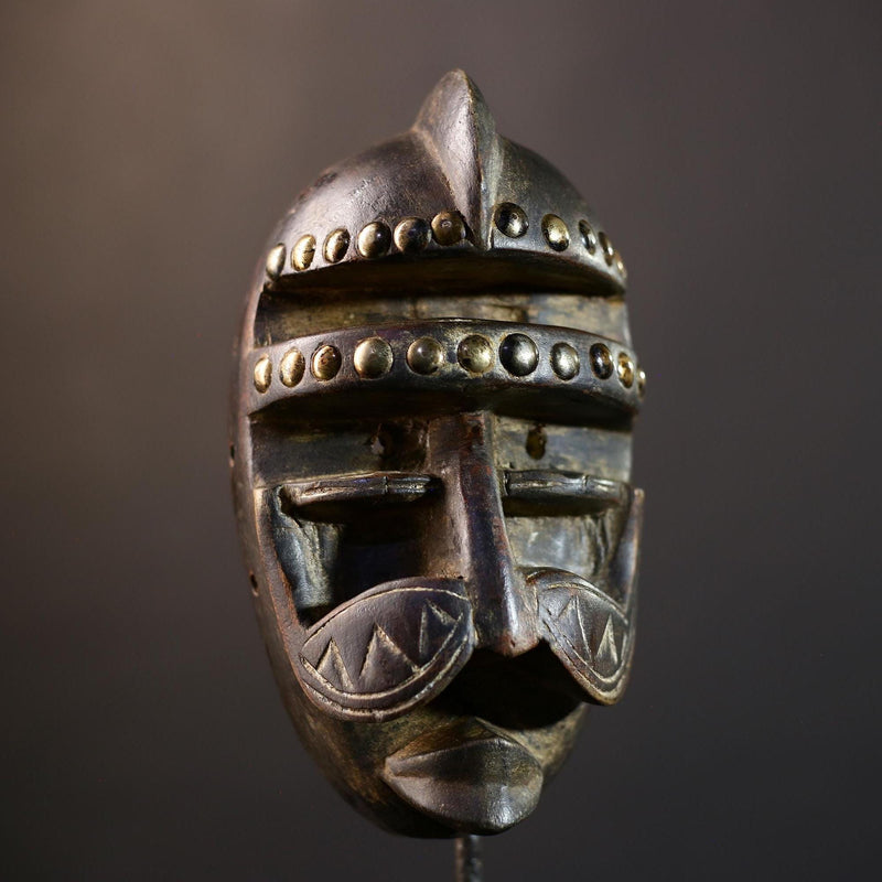 African | Antique Wood Mask | Dan Kran Collectible | Brown Wall Decor | Liberia Art | Cultural Heritage | Unique Home Accent
