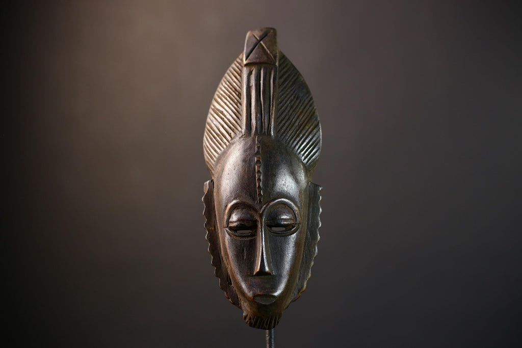African Baule Mask | Hand Carved | Brown Tribal Wall Art | Home Accent Decor | Unique Gift Idea | Ethnic Decor-G5236
