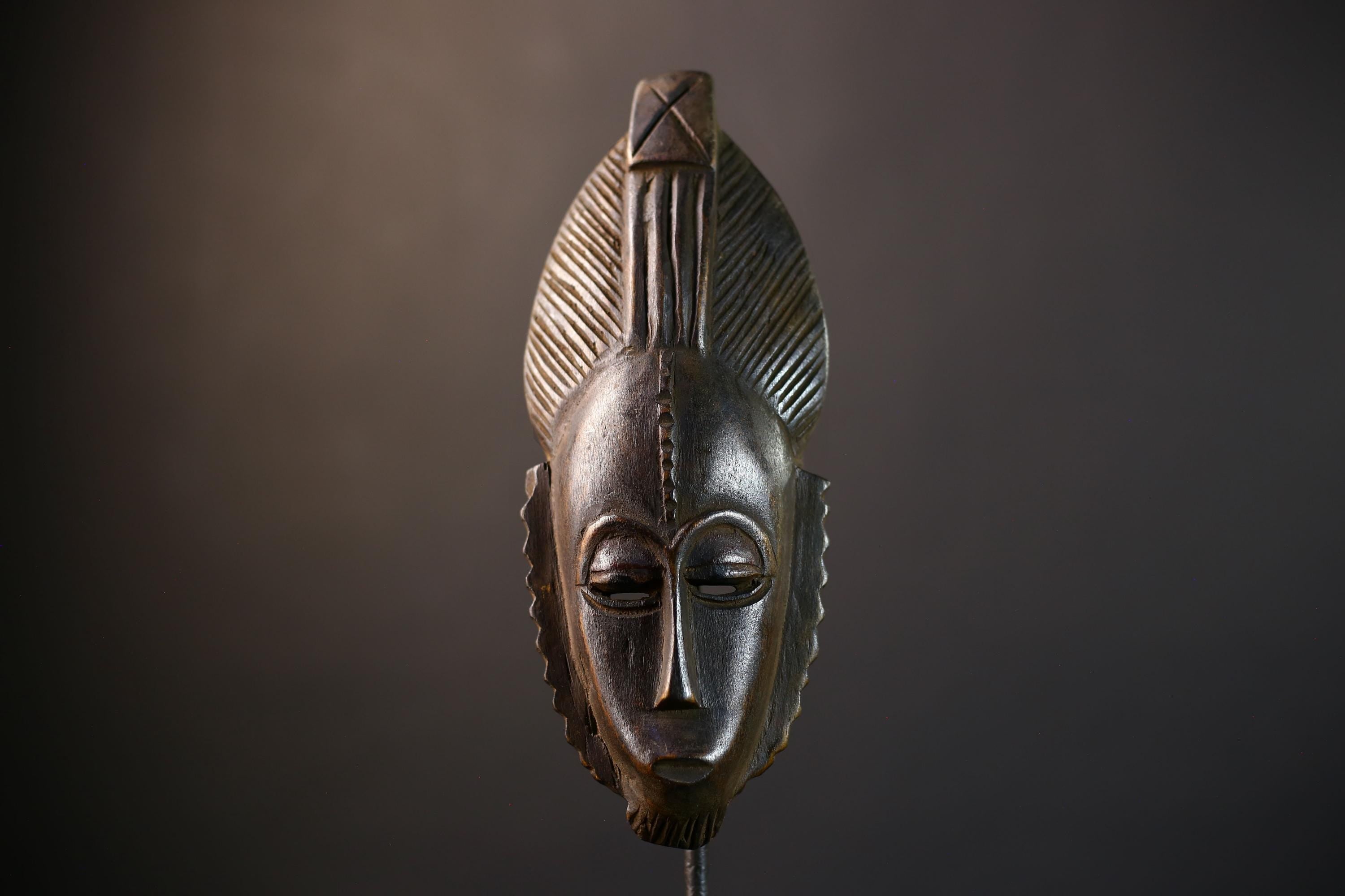 African Baule Mask | Hand Carved | Brown Tribal Wall Art | Home Accent Decor | Unique Gift Idea | Ethnic Decor-G5236