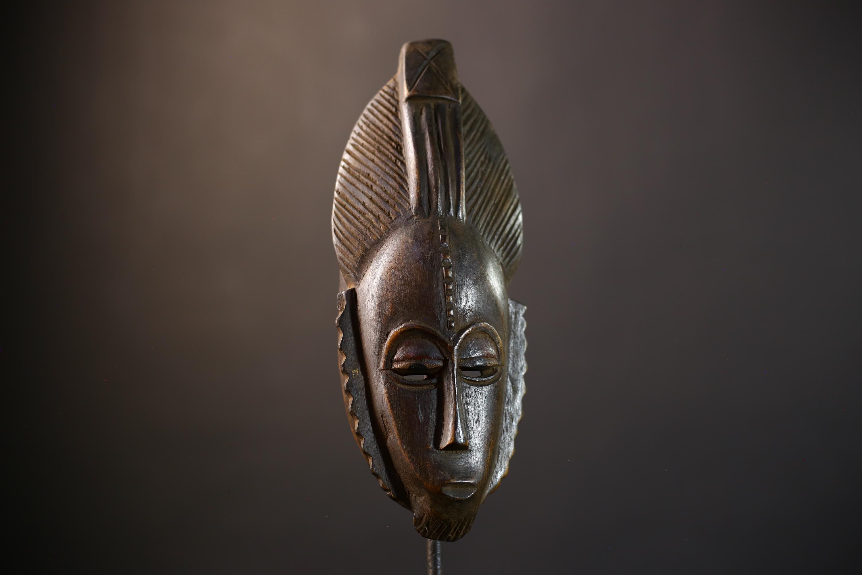 African Baule Mask | Hand Carved | Brown Tribal Wall Art | Home Accent Decor | Unique Gift Idea | Ethnic Decor-G5236