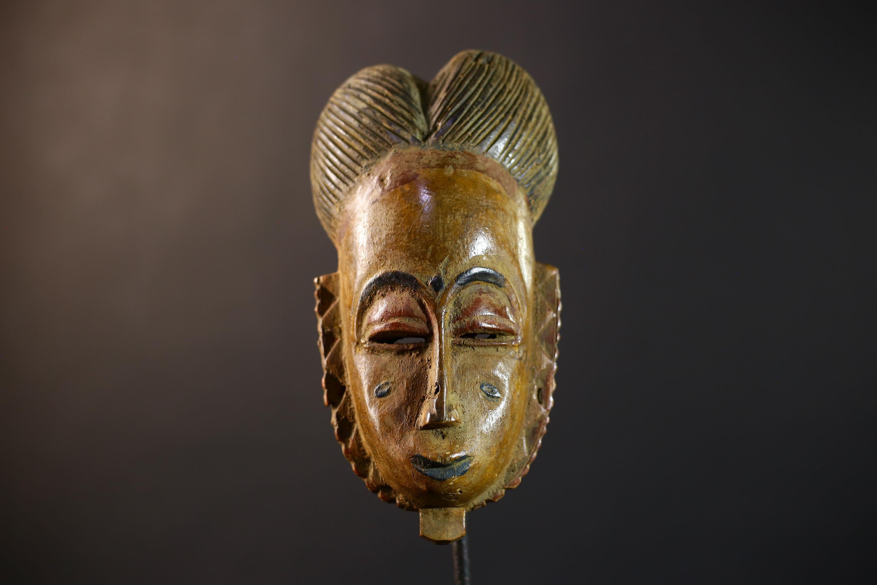 African Baule Mask | Hand Carved | Brown Tribal | Wall Art | Home Accent | Unique Decor | Ethnic Vibe | Artisan Gift-G5235