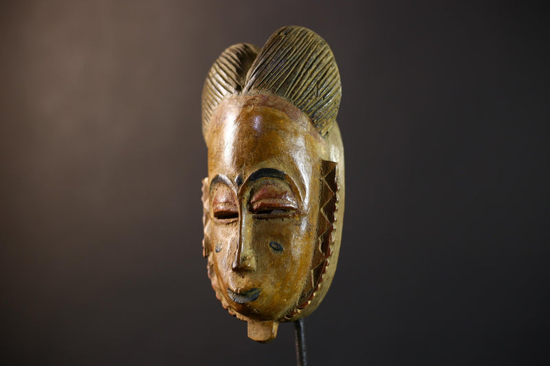 African Baule Mask | Hand Carved | Brown Tribal | Wall Art | Home Accent | Unique Decor | Ethnic Vibe | Artisan Gift-G5235