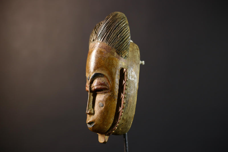 African Baule Mask | Hand Carved | Brown Tribal | Wall Art | Home Accent | Unique Decor | Ethnic Vibe | Artisan Gift-G5235