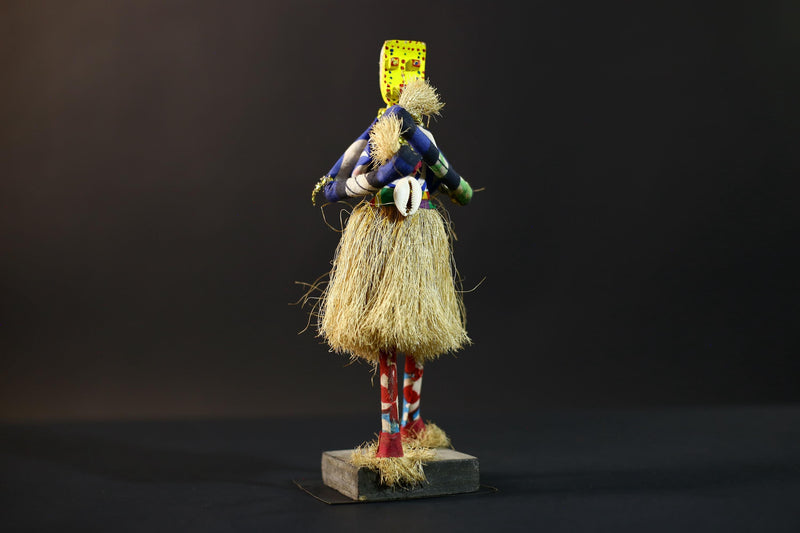 African Dan Doll Figurine | Vintage Hand Carved Wood Art | Tribal Stilt Dancer Sculpture | Ethnic Folk Decor | African Cultural Gift-G5246