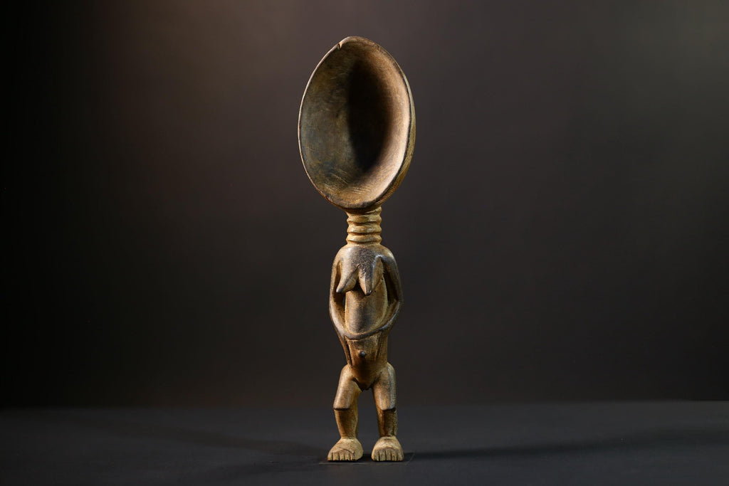 African Spoon Figurine | Dan Wakemia Spoon | Handcarved Wooden Art | Tribal Collectible | African Wall Decor | Cultural Sculpture-G5245