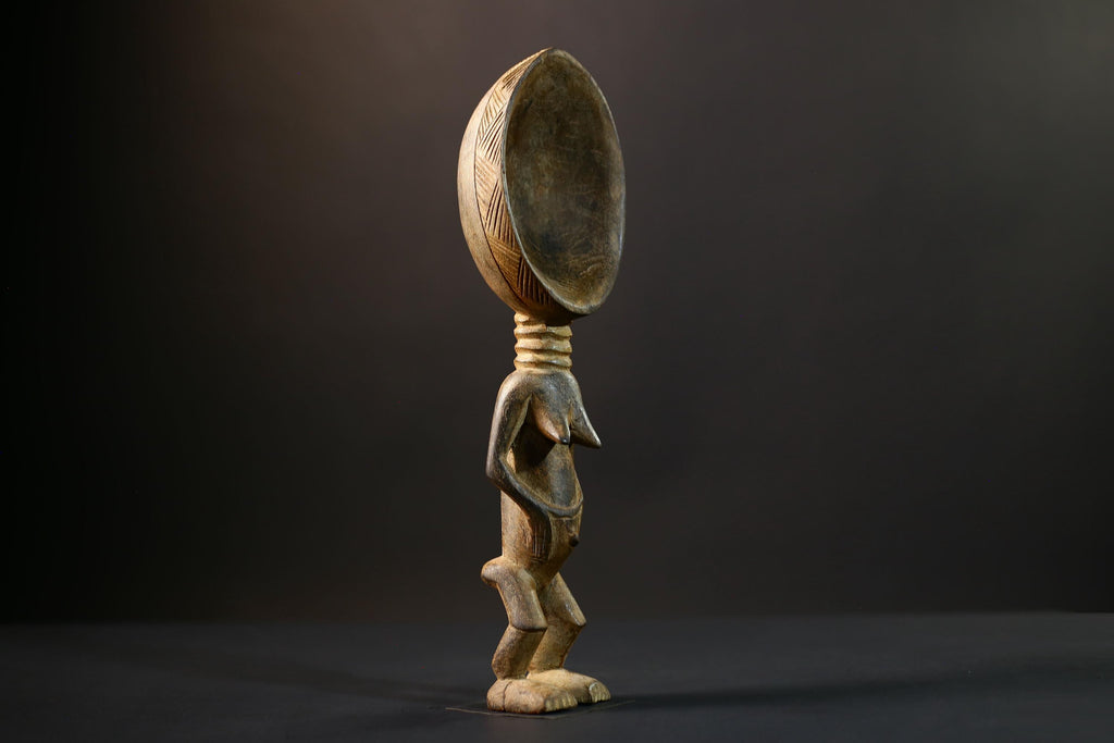 African Spoon Figurine | Dan Wakemia Spoon | Handcarved Wooden Art | Tribal Collectible | African Wall Decor | Cultural Sculpture-G5245