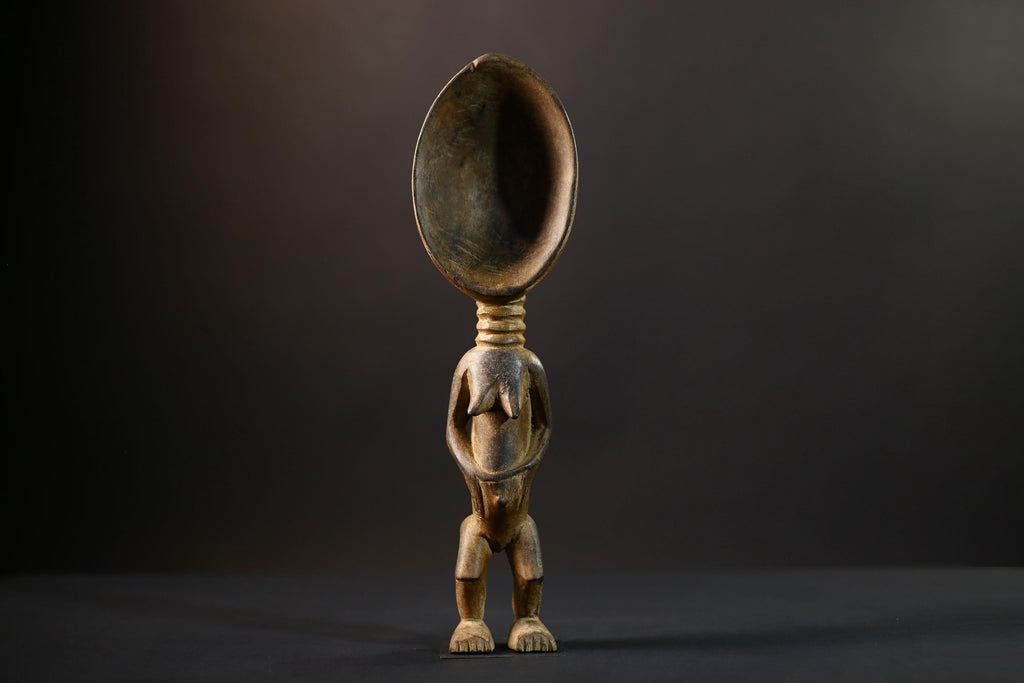 African Spoon Figurine | Dan Wakemia Spoon | Handcarved Wooden Art | Tribal Collectible | African Wall Decor | Cultural Sculpture-G5245