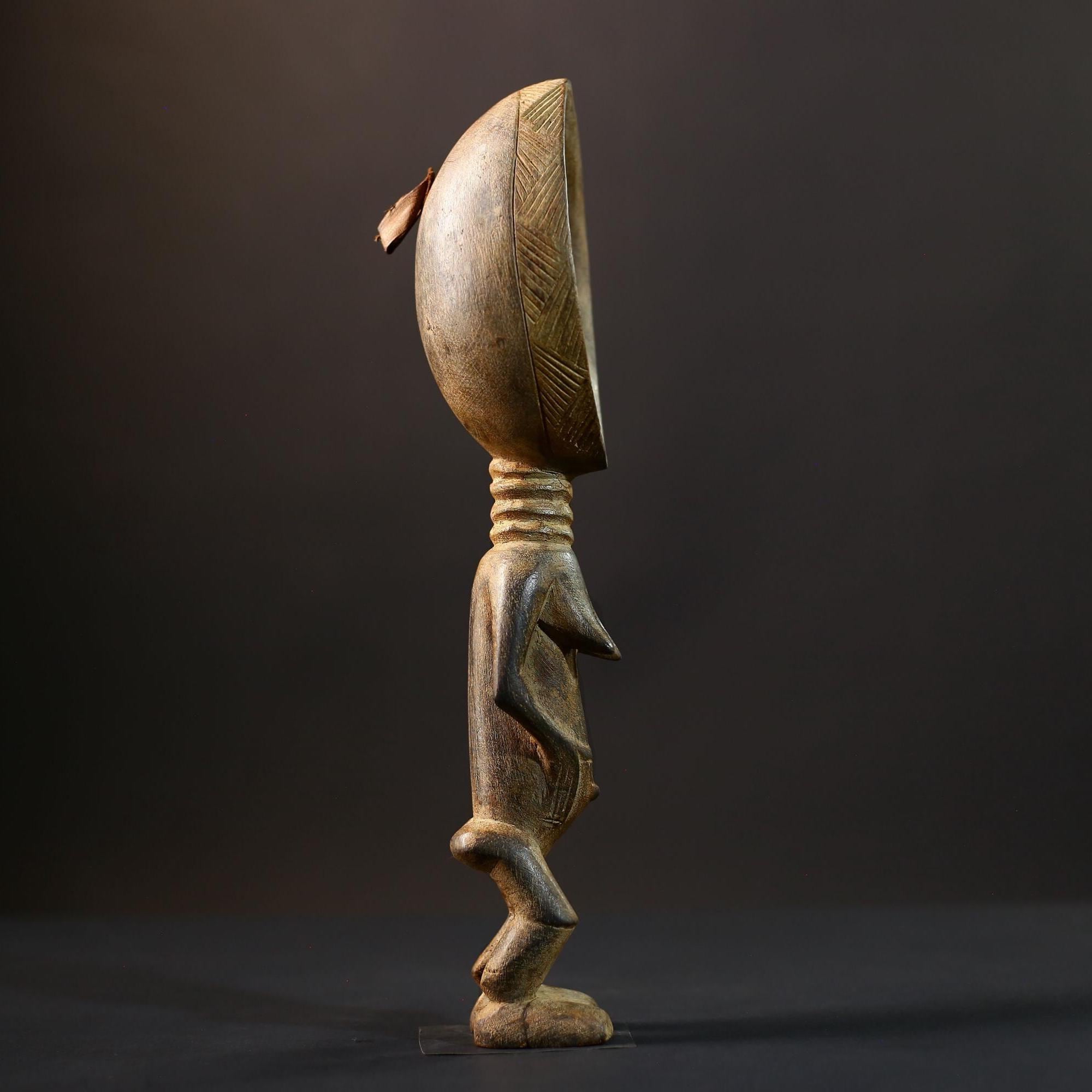African Spoon Figurine | Dan Wakemia Spoon | Handcarved Wooden Art | Tribal Collectible | African Wall Decor | Cultural Sculpture-G5245