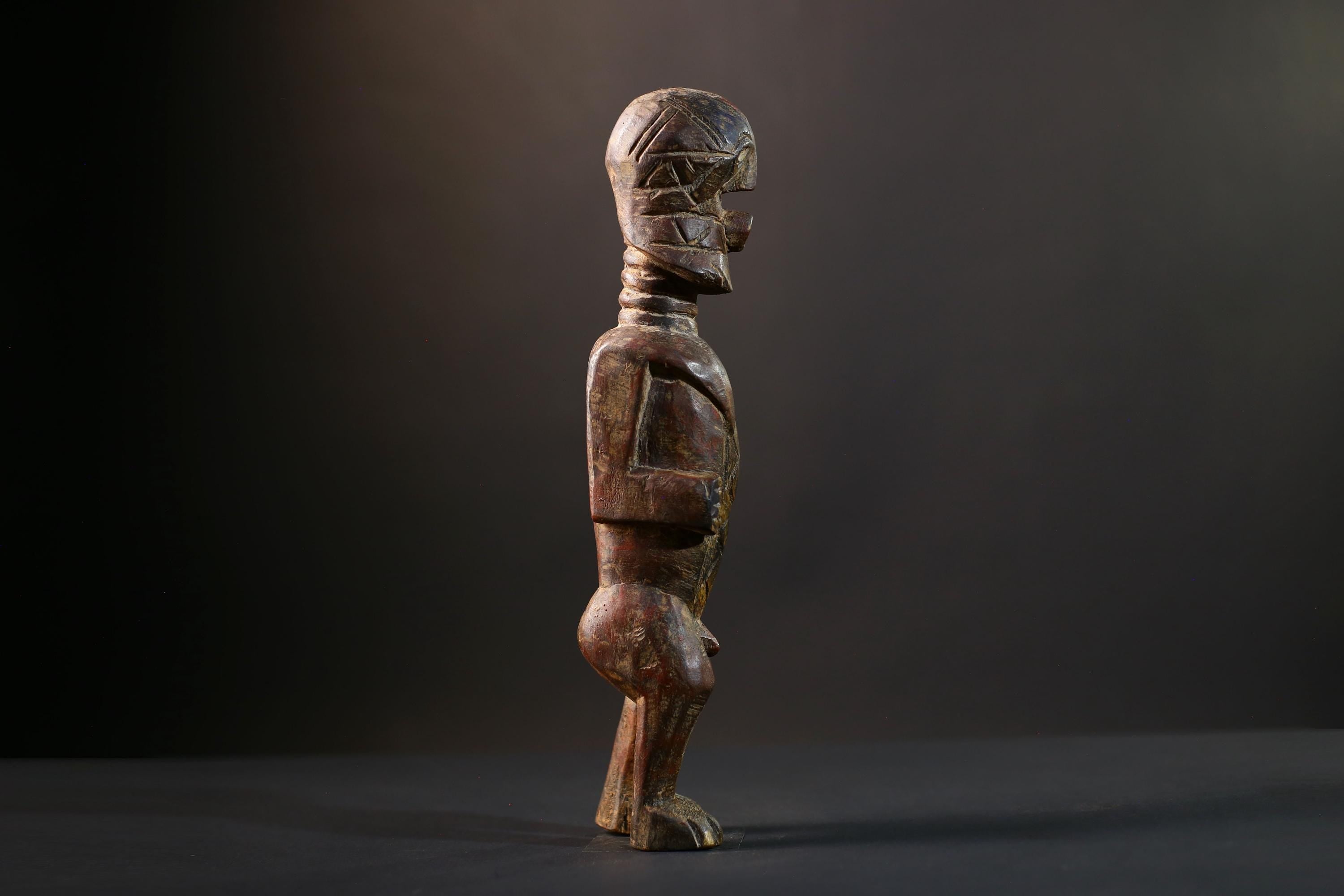 African Songye Figurine | Voodoo Tribal Statue | Vintage Ritual Art | Brown Handcrafted Collectible | Spiritual Decor Accent-G5243
