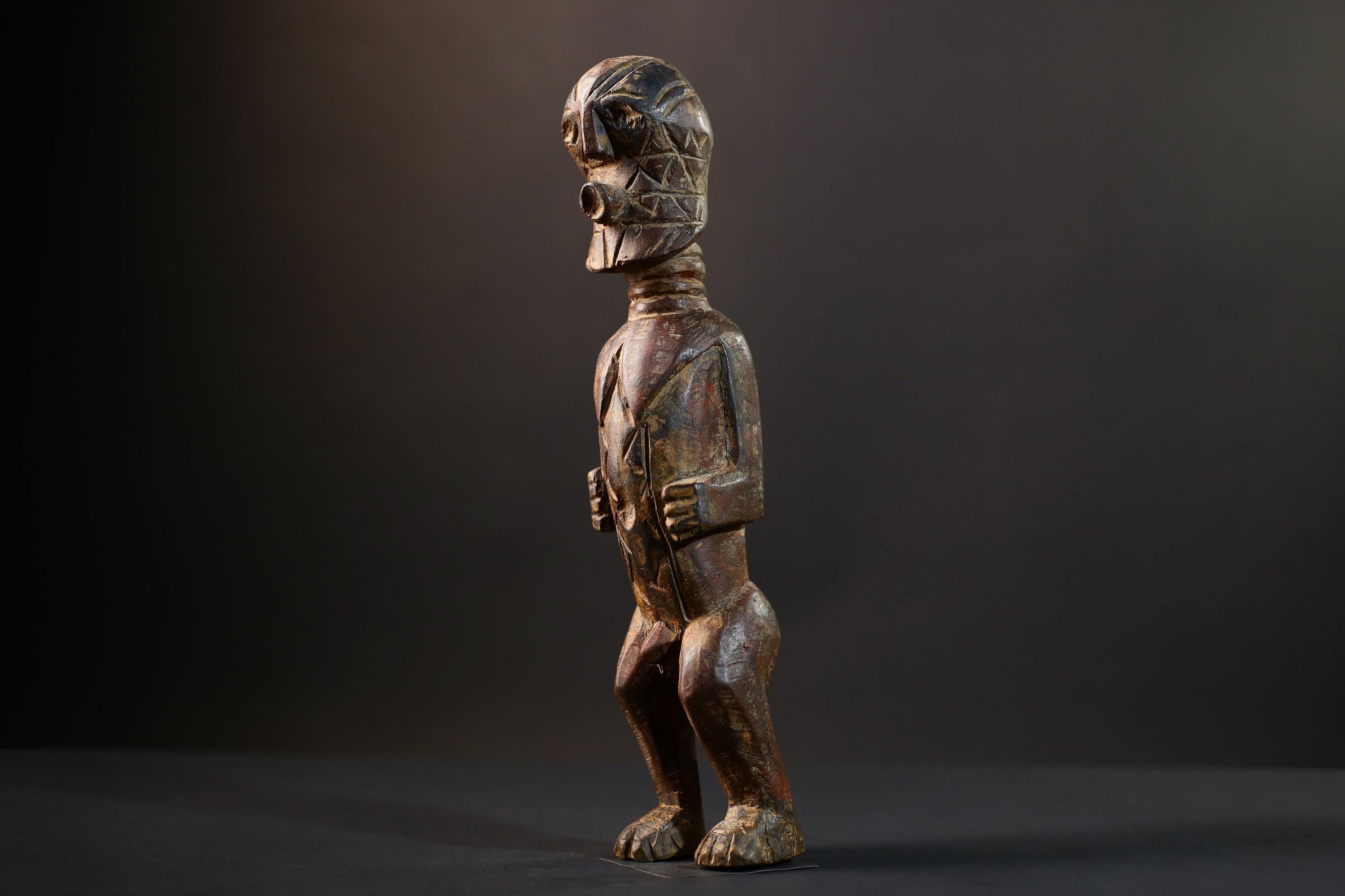 African Songye Figurine | Voodoo Tribal Statue | Vintage Ritual Art | Brown Handcrafted Collectible | Spiritual Decor Accent-G5243