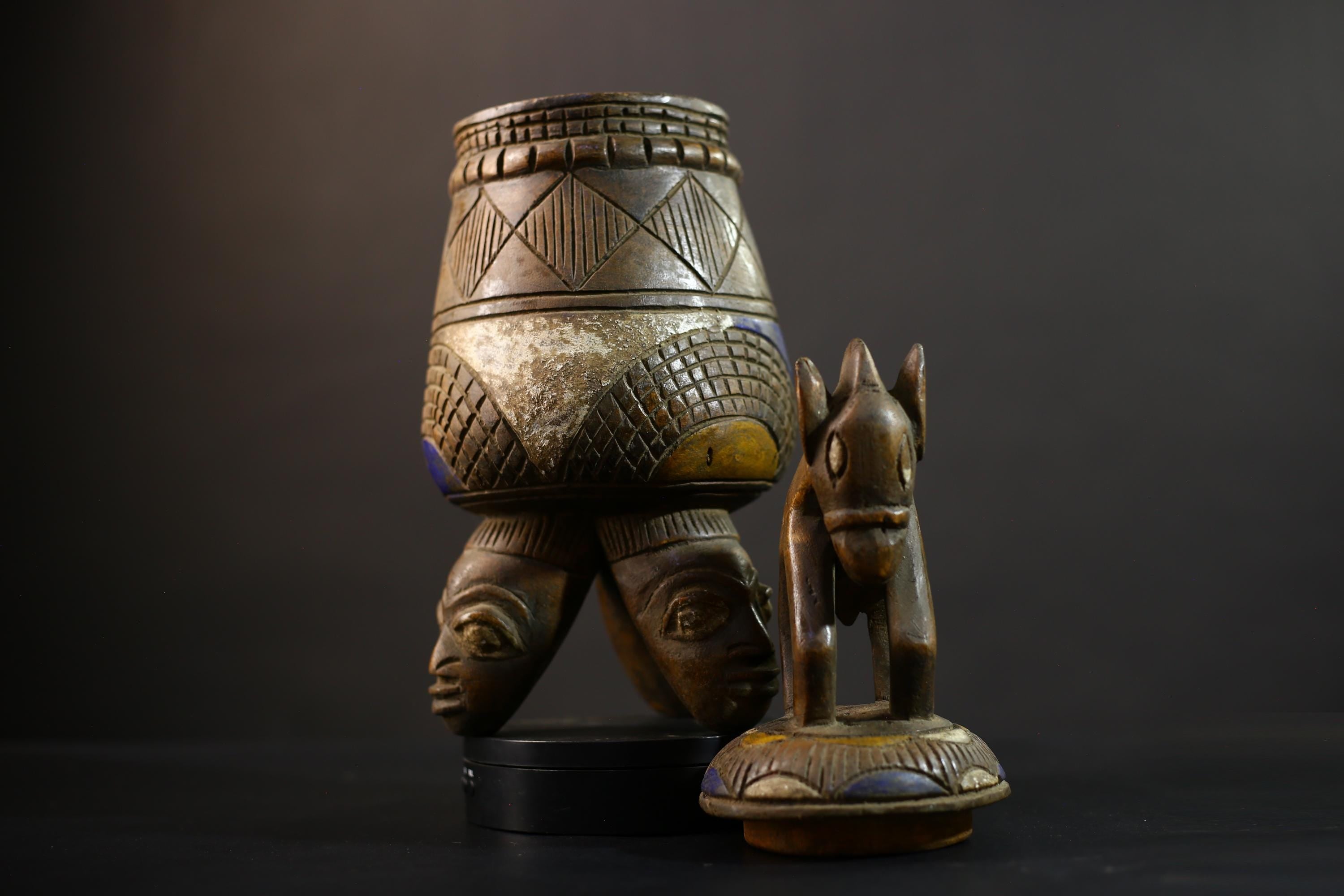 African Yoruba Vintage Figure Sculpture from Angola DRC Unique Art Piece-G5146