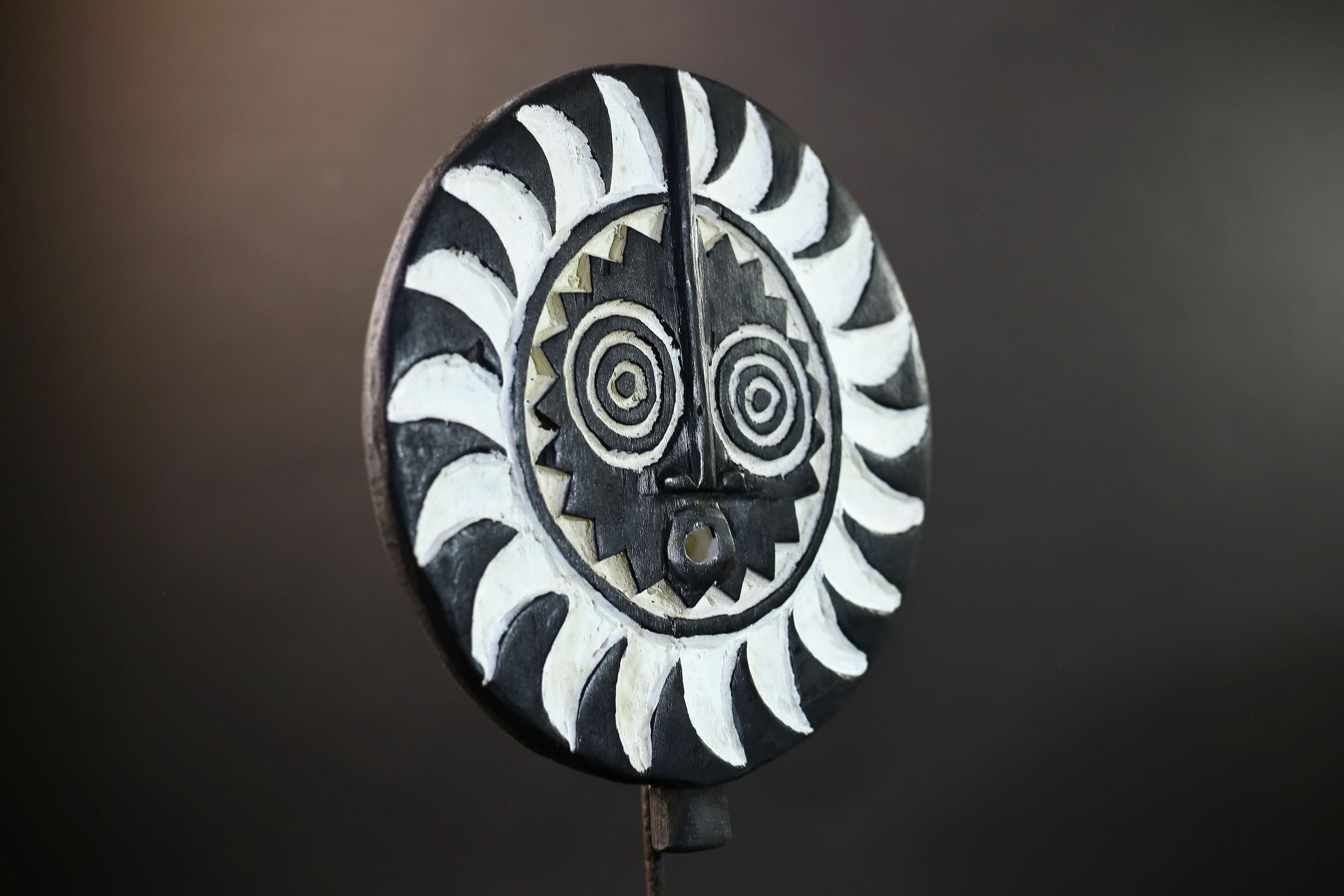 African Sun Mask | Tribal Wall Decor | Hand-Carved Wood Art | Vintage African Mask | Ethnic Spiritual Sculpture | Boho Home Accent-G5256