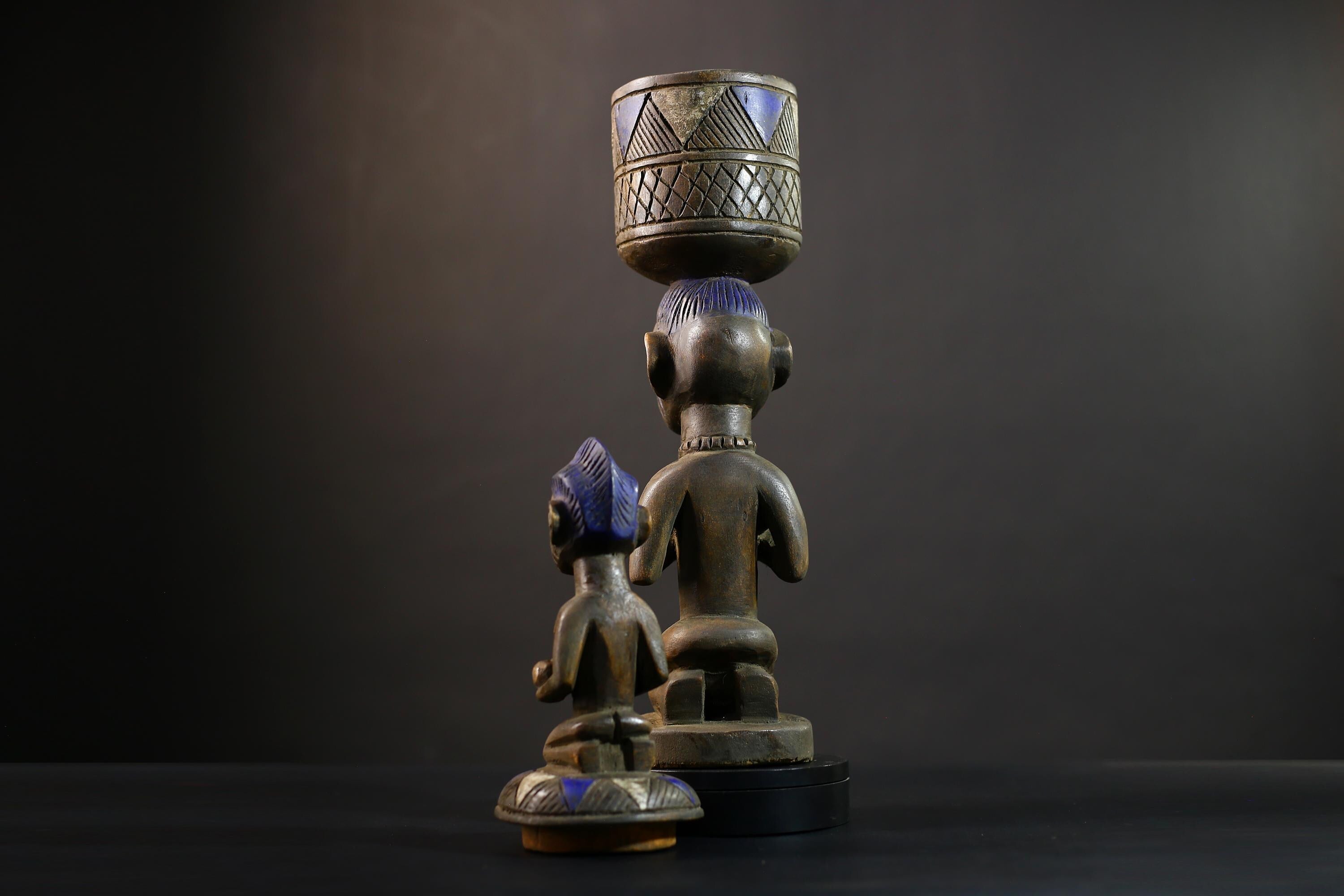African Vintage Antique Art Figure | Olumeye Kneeling Female Statue | Cultural Decor | Unique Handcrafted Sculpture | Ethnic Beauty-G5151