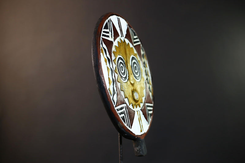African Bwa Sunburst Mask | Handcarved Painted Wall Decor | Tribal Spirit Sculpture | African Home Art | Sun Mask Figurine-G5266