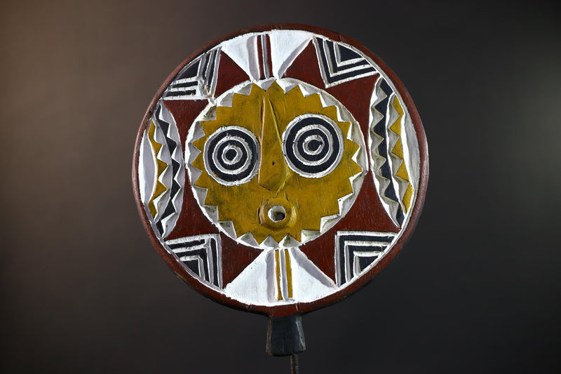 African Bwa Sunburst Mask | Handcarved Painted Wall Decor | Tribal Spirit Sculpture | African Home Art | Sun Mask Figurine-G5266