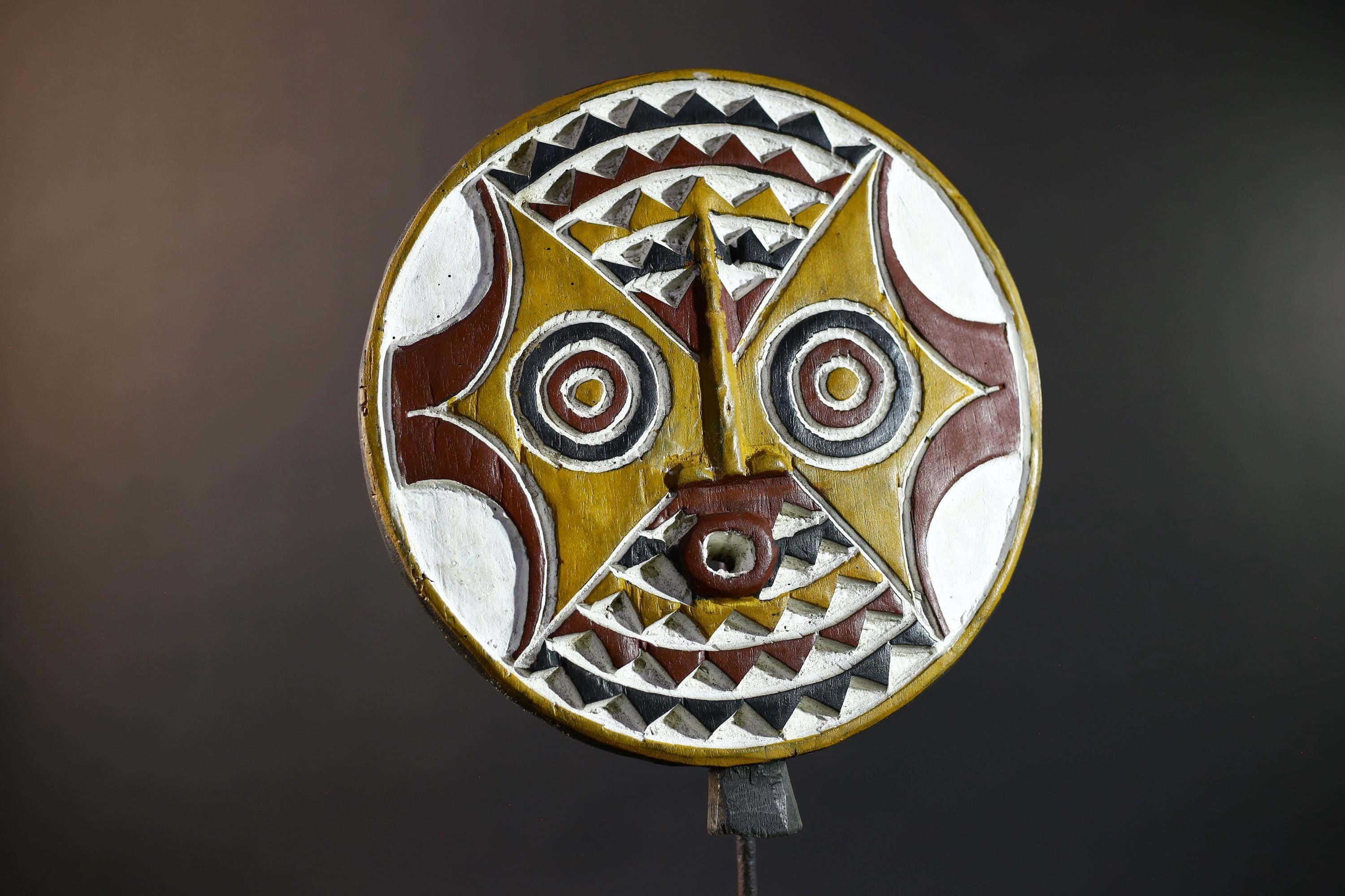 African Bwa Sun Mask | Tribal Handcarved Wall Decor | Multicolor Sun Sculpture | African Home Art | Ethnic Figurine Wall Hanging-G5265